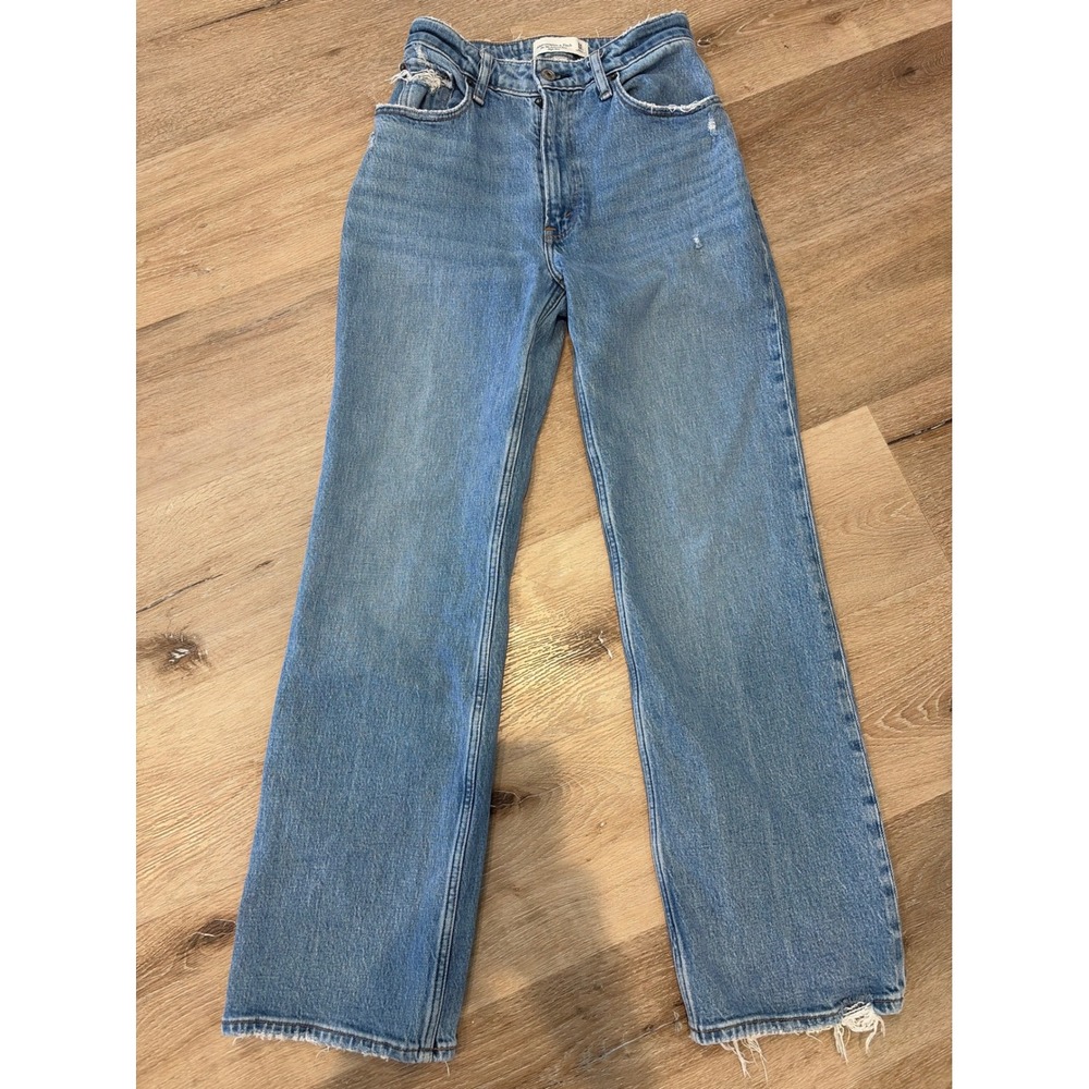 Abercrombie & Fitch Curve Love The 90s Relaxed Jean High Rise Distressed 24 00s